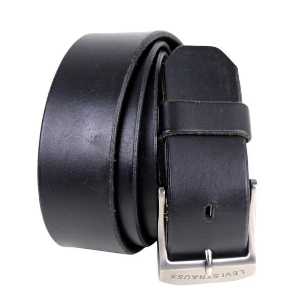 Levi's SADDLE BLACK REAL LEATHER 1 1/2"Wd DRESS CASUAL MEN'S BELT Sz 44/110 (1M - Picture 1 of 14